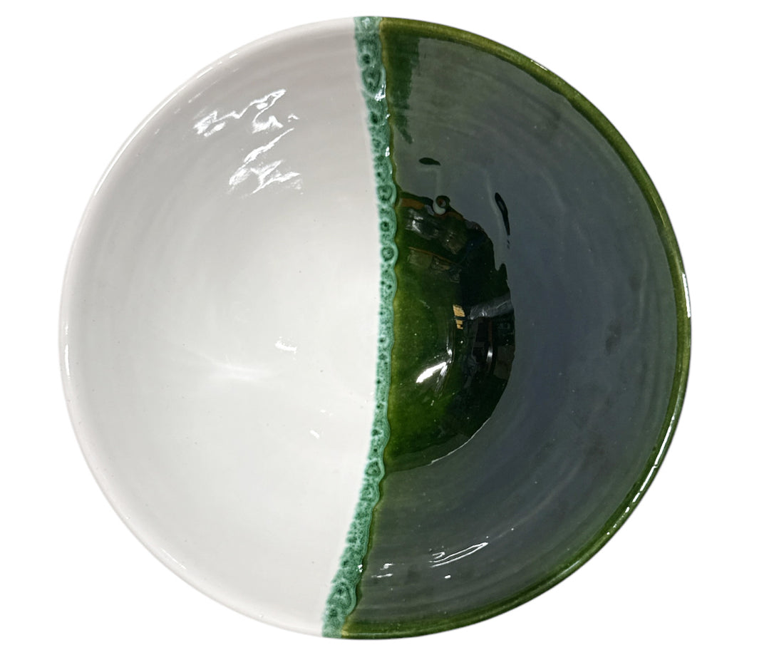 Marokkanische glasierte Schale – Grün-Weiß – 20 x 9 cm