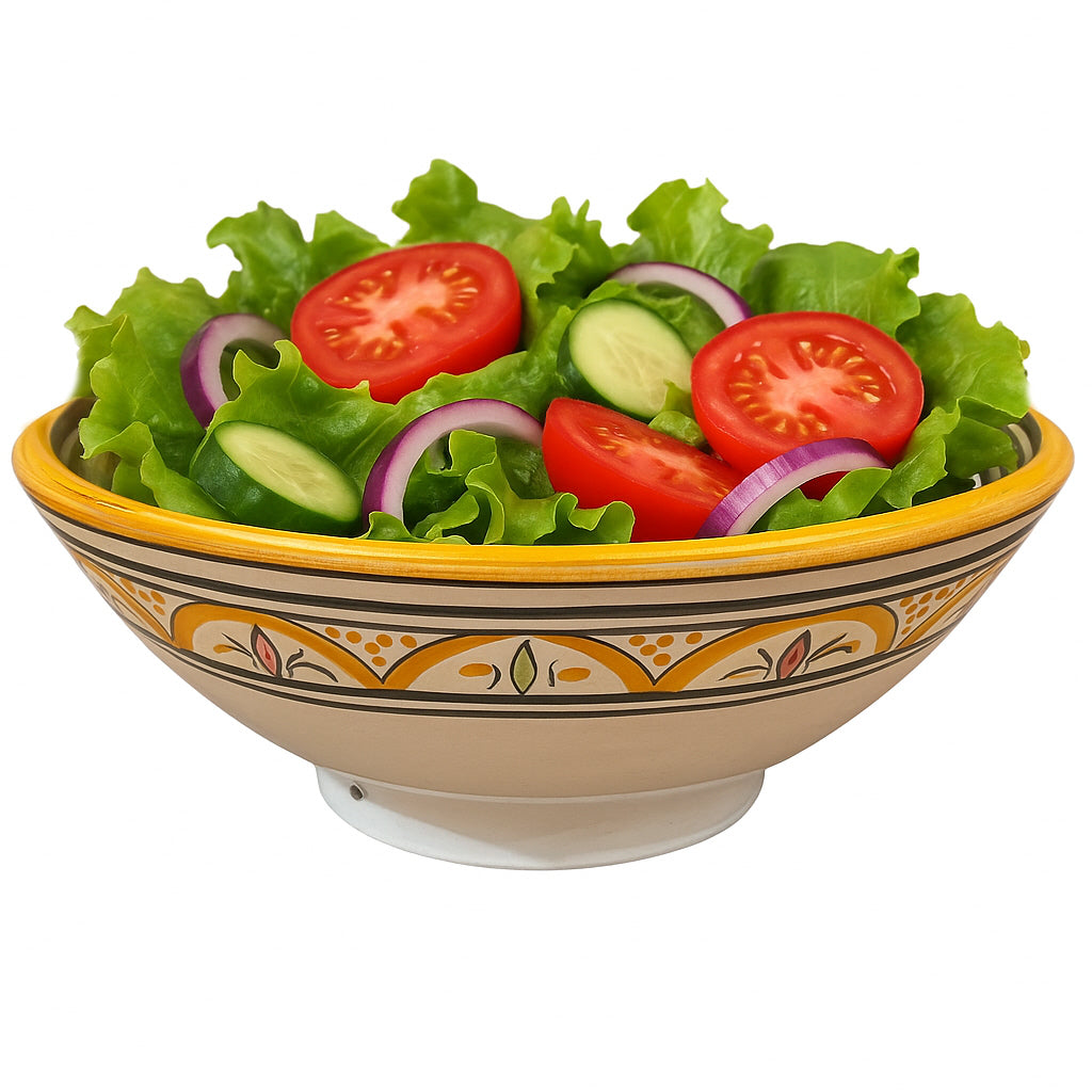 Marokkaanse kom Ø 26 cm – handgemaakte saladeschaal van keramiek, geel – foto 2