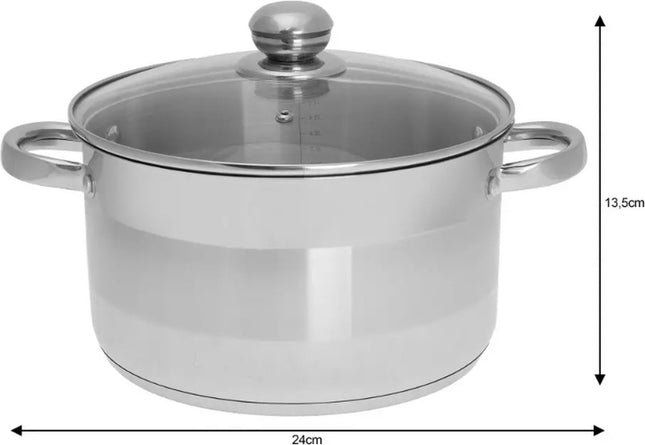 Kinghoff kookpan RVS met deksel – Ø 24 cm, 6 liter, ook inductie – foto 2