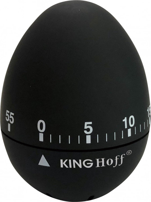 Minuteur de cuisine mécanique Kinghoff 1620 - Minuteur de cuisine en acier inoxydable noir (60 min) - Minuteur œuf
