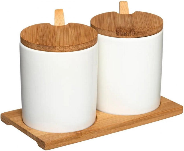 Secret de Gourmet kruidenpotjes met lepel – 2 x 280 ml, bamboe deksel