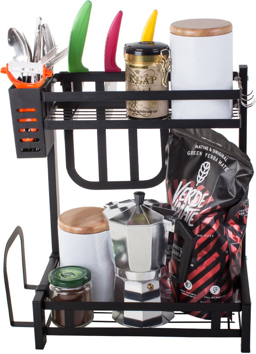 Etagere Küchenregal schwarzes Metall 2 Etagen