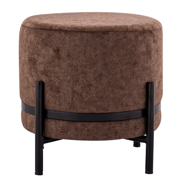 Poef kruk in suèdelook – Ø 35 cm, 37 cm hoog, met ijzeren frame