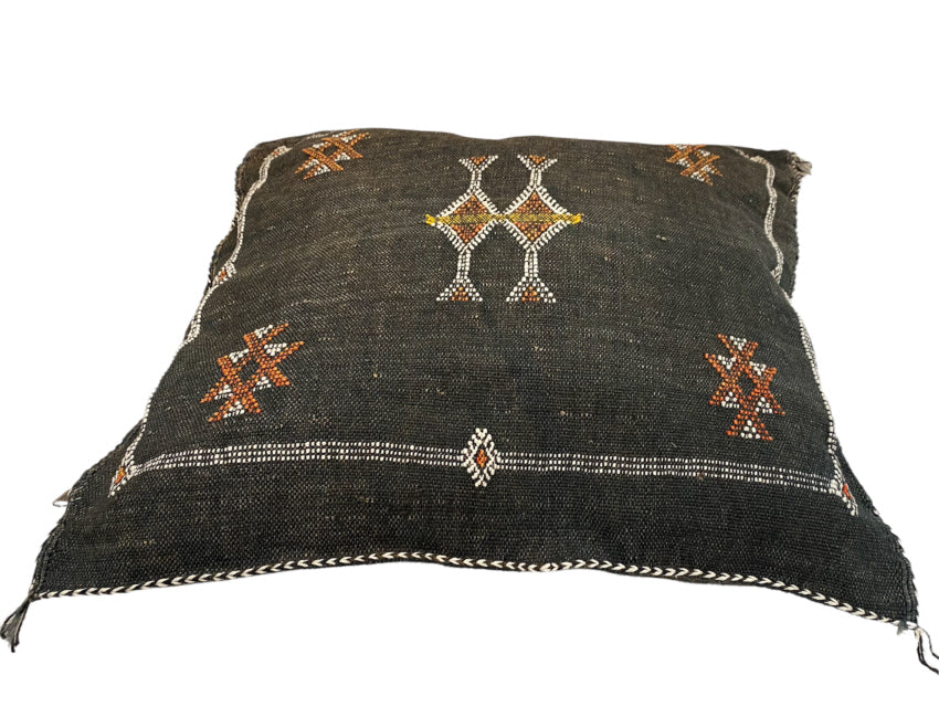 Moroccan cactus silk Sabra cushion black