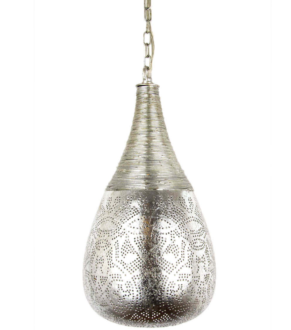 Oosterse filigrain hanglamp druppel met draad – vintage zilver, Ø 21 cm – foto 3