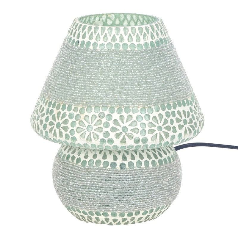 Tischlampe Mosaik Handgemacht – Orient Design – Grün/Weiß – 23x19 cm