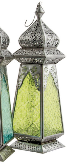 Marokkaanse lantaarn van ijzer en gedessineerd glas – 35 cm, 4 kleuren – foto 6