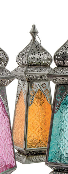 Marokkaanse lantaarn van ijzer en gedessineerd glas – 35 cm, 4 kleuren – foto 8