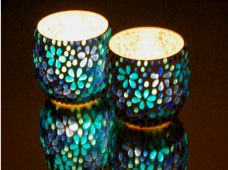 2er-Set mediterrane Teelichthalter meerblau Ø 10 cm