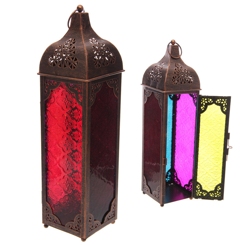 Moroccan Lantern Bronze-colored Metal & Glass