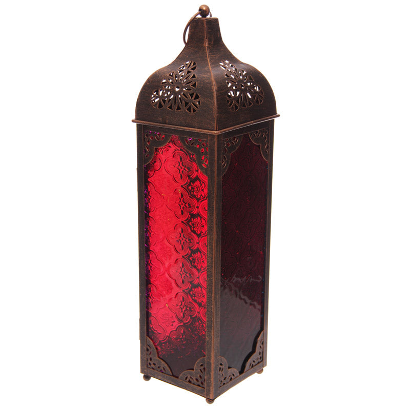 Moroccan Lantern Bronze-colored Metal & Glass