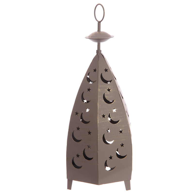 Grey Moroccan Lantern Moon Star