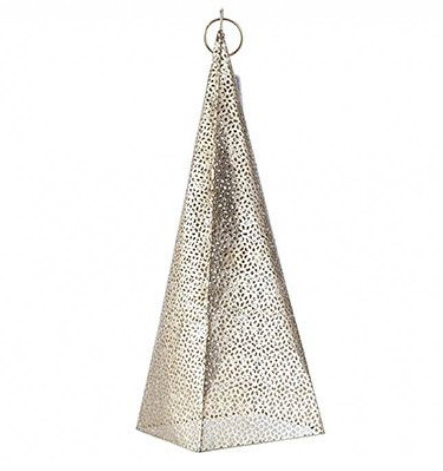 Oosterse lantaarn van geperforeerd metaal, goud – 45 cm hoog