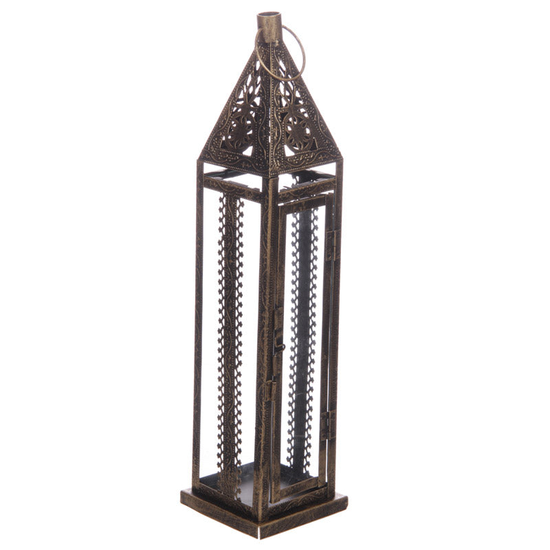 Brushed Gold-Coloured Moroccan Lantern, Medium