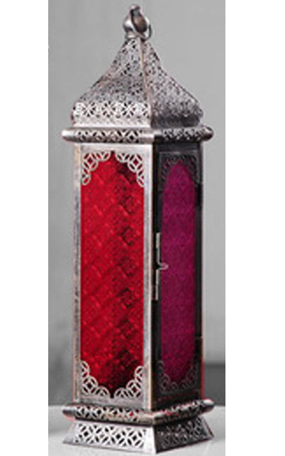 Brushed Silver-Colored Moroccan Lantern