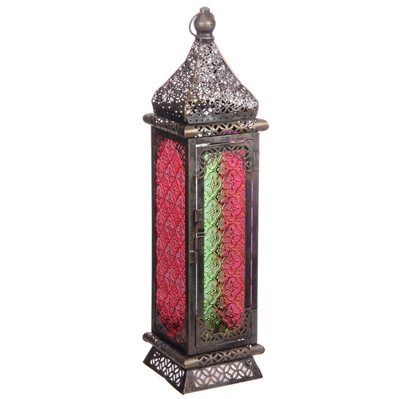 Brushed Silver-Colored Moroccan Lantern