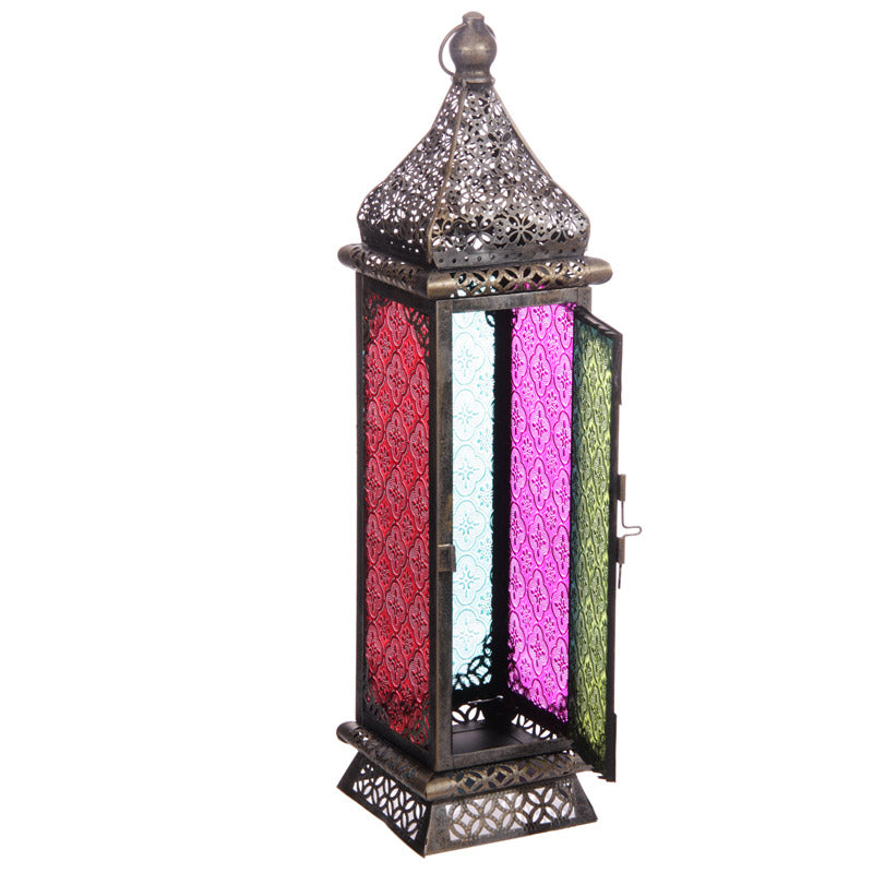 Brushed Silver-Colored Moroccan Lantern