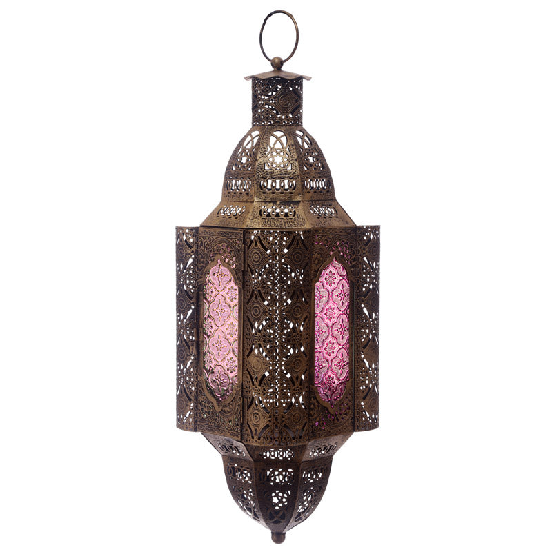 Lanterne Marocaine Suspendue Cadre Couleur Or