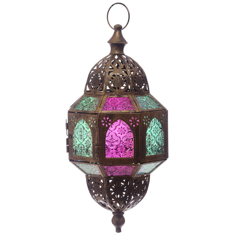 Hanging Moroccan Lantern Gold-colored Octagonal