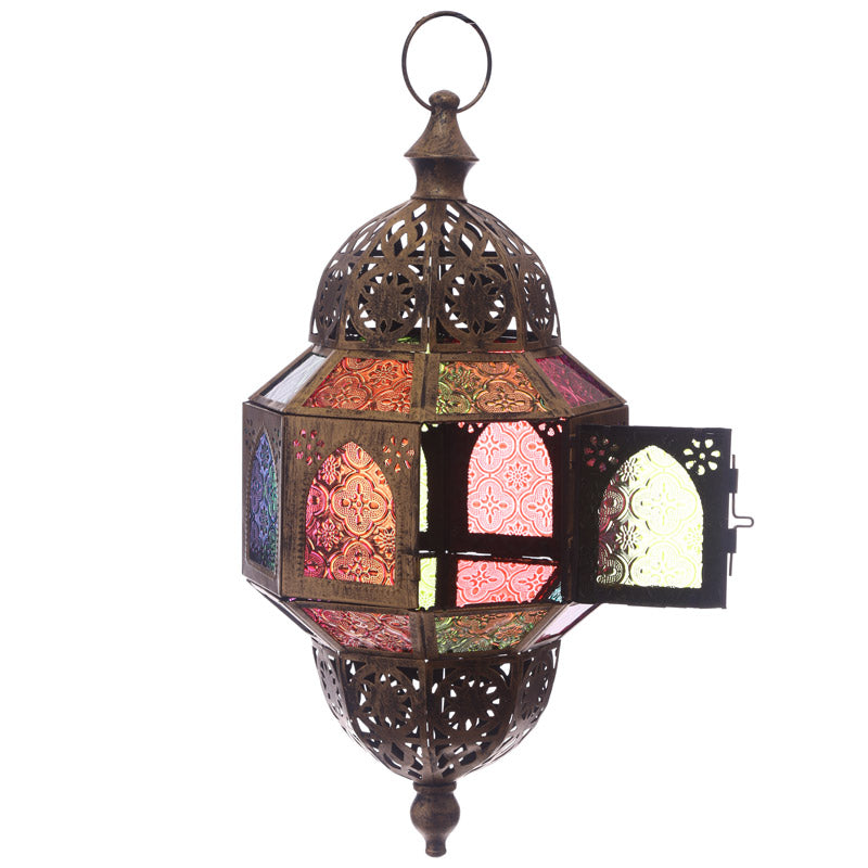 Hanging Moroccan Lantern Gold-colored Octagonal