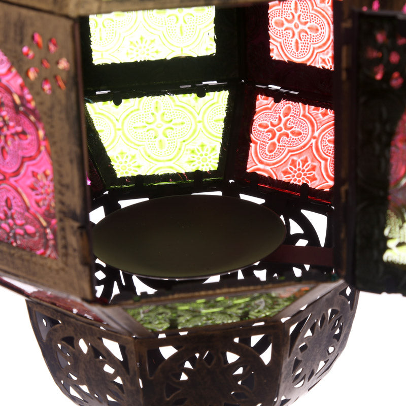 Hanging Moroccan Lantern Gold-colored Octagonal
