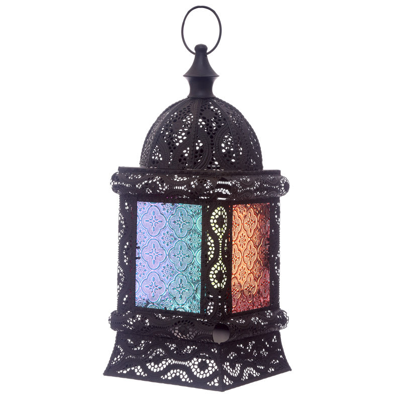 Standing Moroccan Lantern black trim