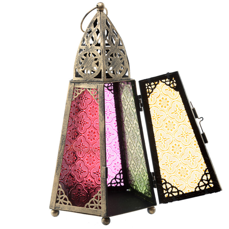 Moroccan Metal and Glass Lantern Tapered