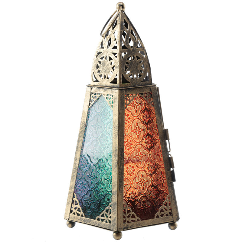 Moroccan Metal and Glass Lantern Tapered