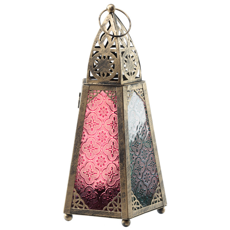 Moroccan Metal and Glass Lantern Tapered