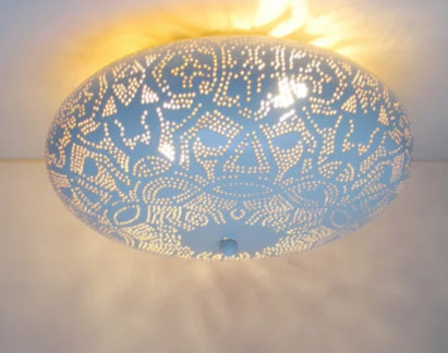 Mediterranean filigree ceiling lamp 25 cm - white - vintage gold