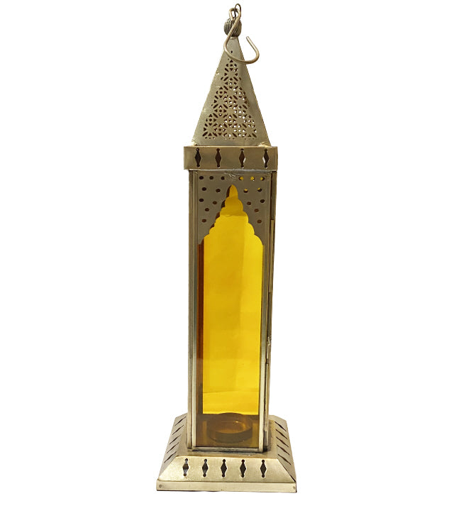 Marokkanische Laterne Gold - Gelbes Glas