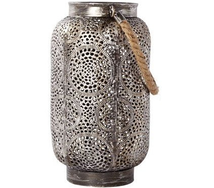 Marokkanische Laterne Silber Metall 26 cm