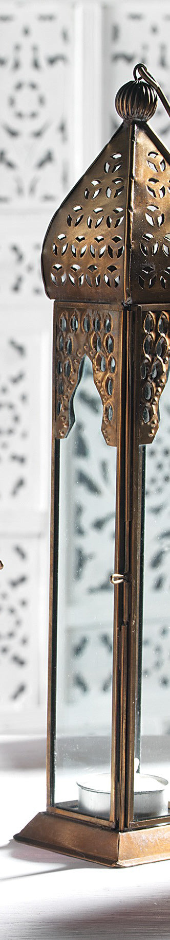 Longue lanterne marocaine en verre