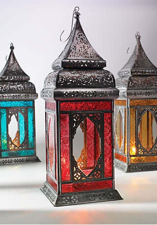 Moroccan style glass lantern - large