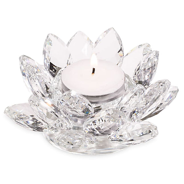 Lotus kaarshouder van kristalglas – voor waxinelichtjes, ca. 11 x 5,5 cm