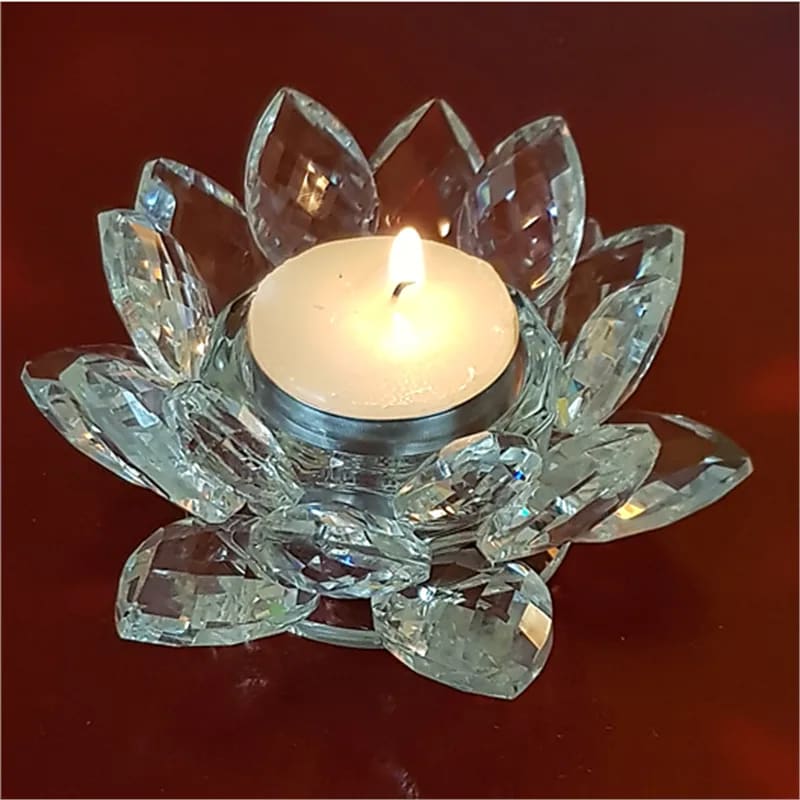 Lotus kaarshouder van kristalglas – voor waxinelichtjes, ca. 11 x 5,5 cm – foto 3