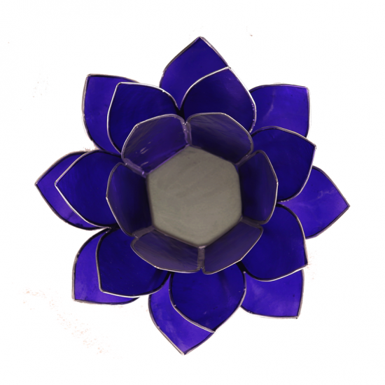 Lotus Windlicht Indigo Silberrand