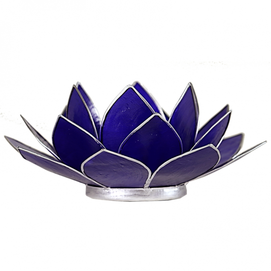 Lotus Windlicht Indigo Silberrand