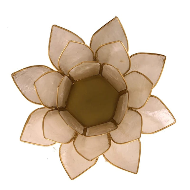 Lotus tea light holder mother-of-pearl gold rim