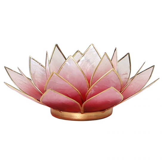 Photophore Lotus rouge/rose liseré or