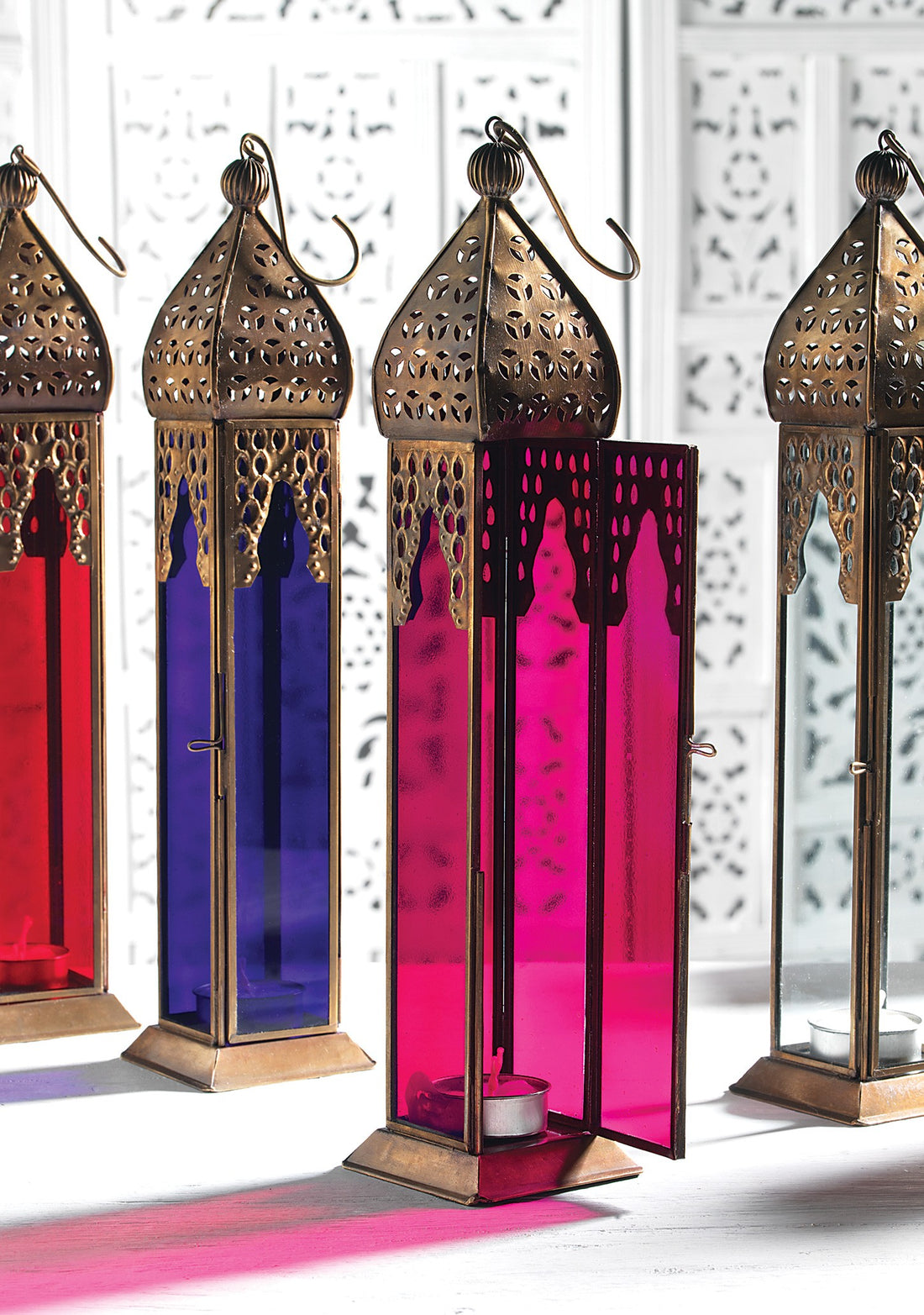 Longue lanterne marocaine en verre
