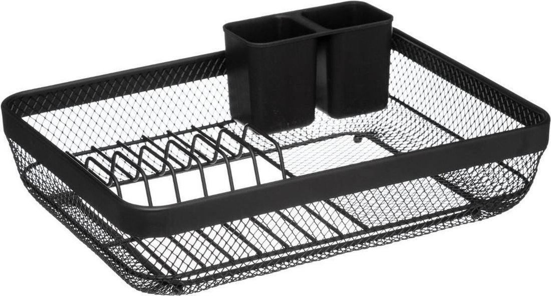 Afdruiprek zwart met lekbak – metalen afwasrek, 43 x 32 cm – foto 2