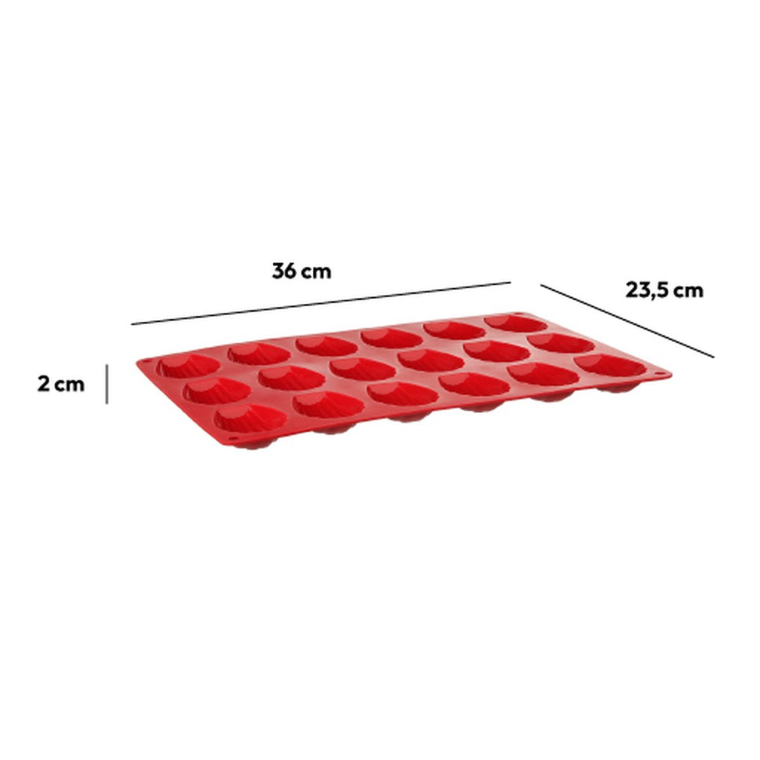 Silicone madeleine baking mold 36 x 23.5 x 2cm for 18 madeleines