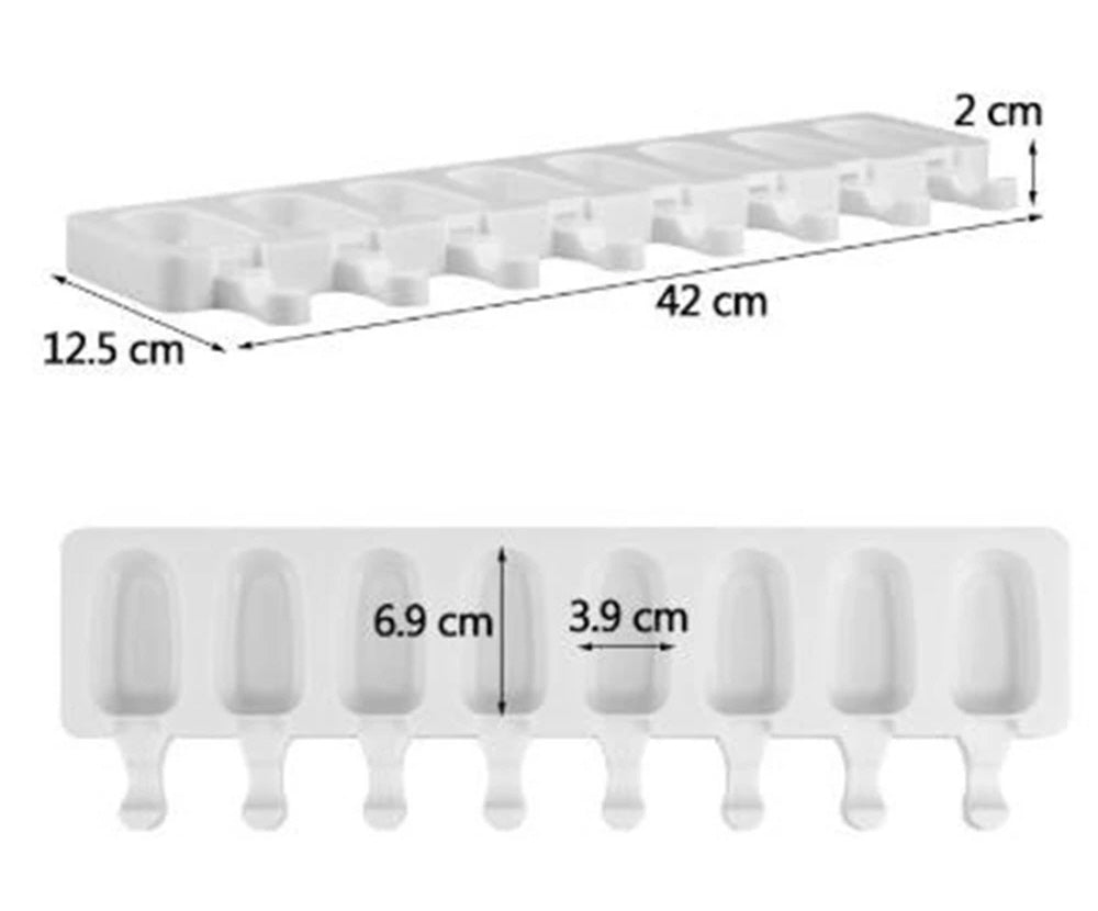Moule à glace Magnum en silicone à 8 cavités + 20 bâtonnets
