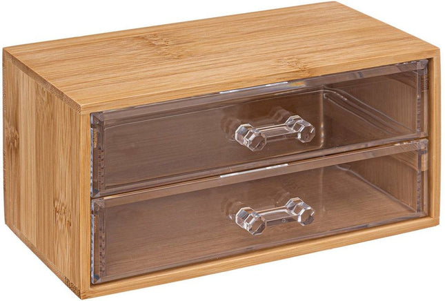 5Five sieraden- en make-up organizer met 2 lades – bamboe, 19 x 9,5 x 11,5 cm