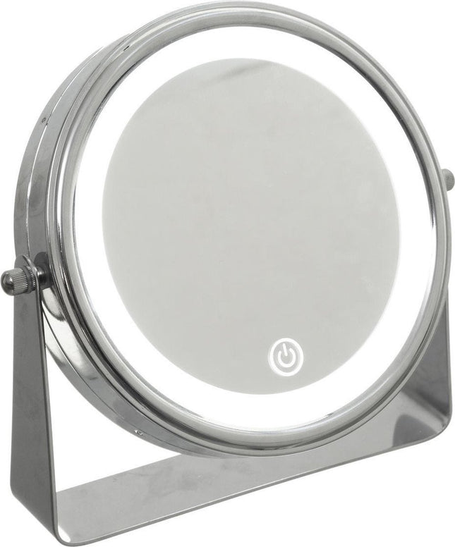 Make-up spiegel en scheerspiegel met LED verlichting – 5x vergrotend, Ø 20 cm