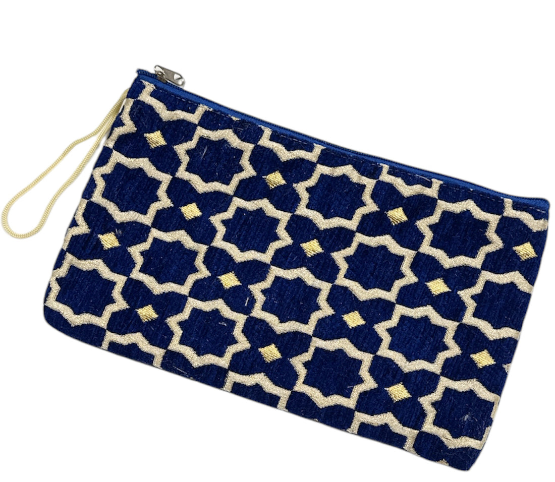 Handgemaakte Marokkaanse make-uptas Plum Geometric – etui met zellig-motief – foto 9