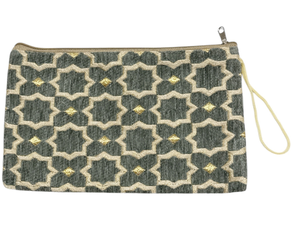 Handgemaakte Marokkaanse make-uptas Plum Geometric – etui met zellig-motief – foto 10