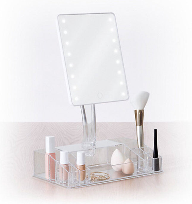 Make-up spiegel met licht en organizer van 5Five – 16 leds, 13 vakjes
