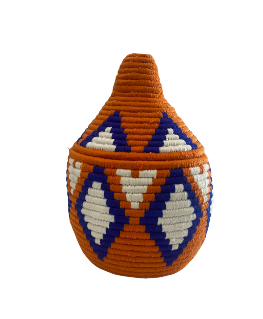Berber Aufbewahrungskörbchen orange-weiß